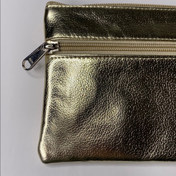 B Iconic Gold Wristlet Zipper Pouch Purse - Picture 3 of 8